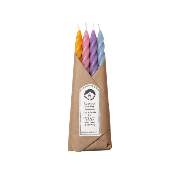 Cave Glow Beeswax Spiral Tapers set of 4 in Magic Hour