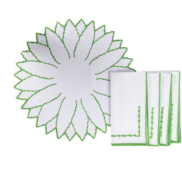 White And Green Abacaxi Napkin - Set Of Four