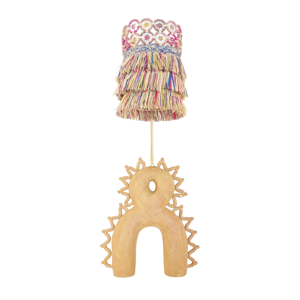 Colorful Raffia Crochet & Ceramic Lamp