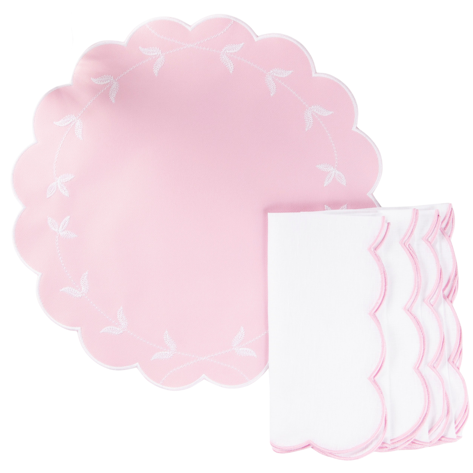 White Scalloped Edge Napkins - Set of Four