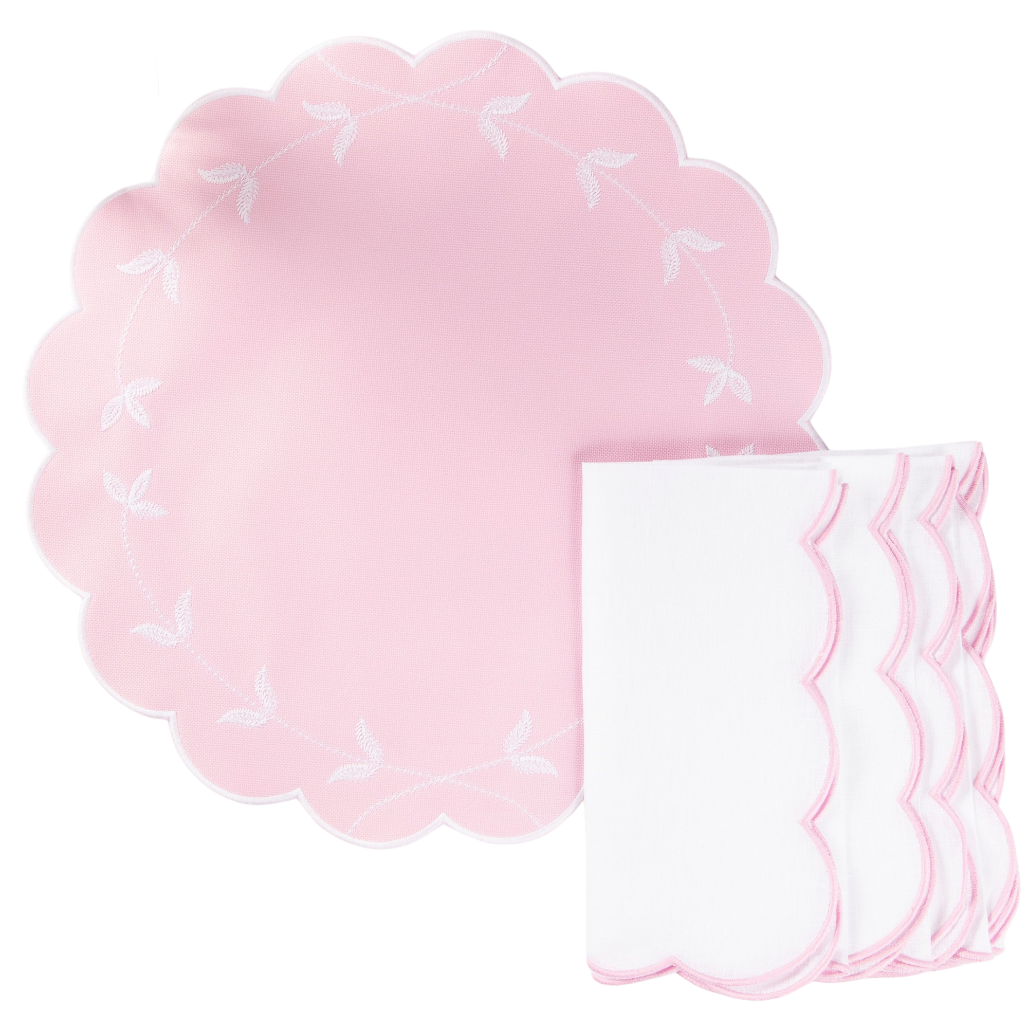 White Scalloped Edge Napkins - Set of Four