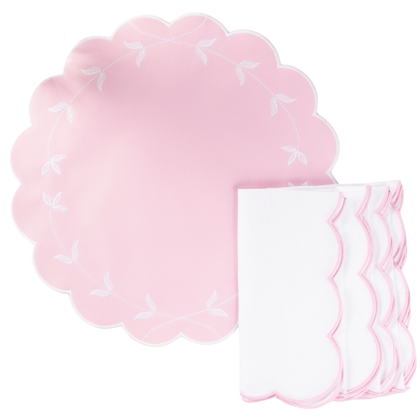 White Scalloped Edge Napkins - Set of Four