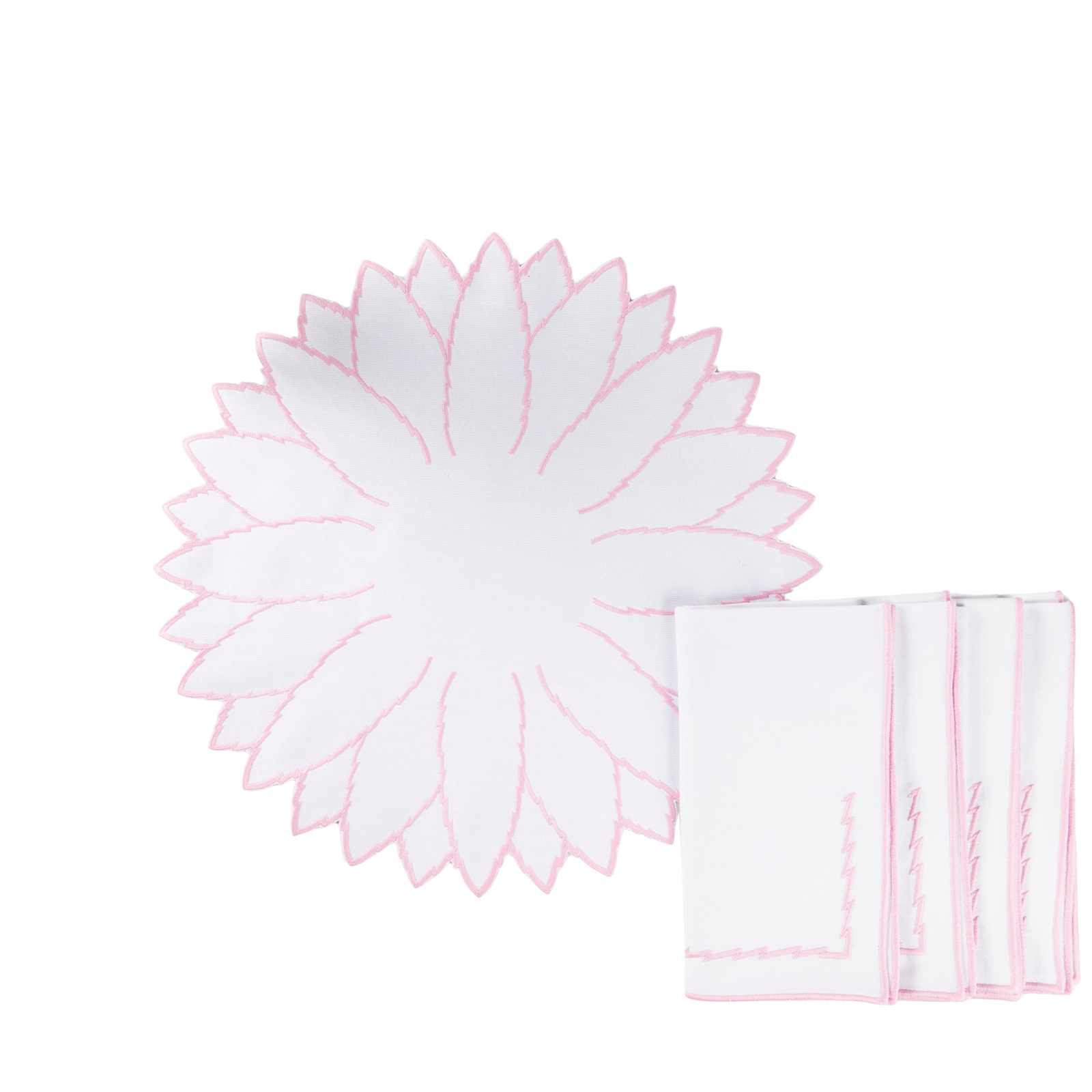White & Pink Abacaxi Napkins - Set of Four