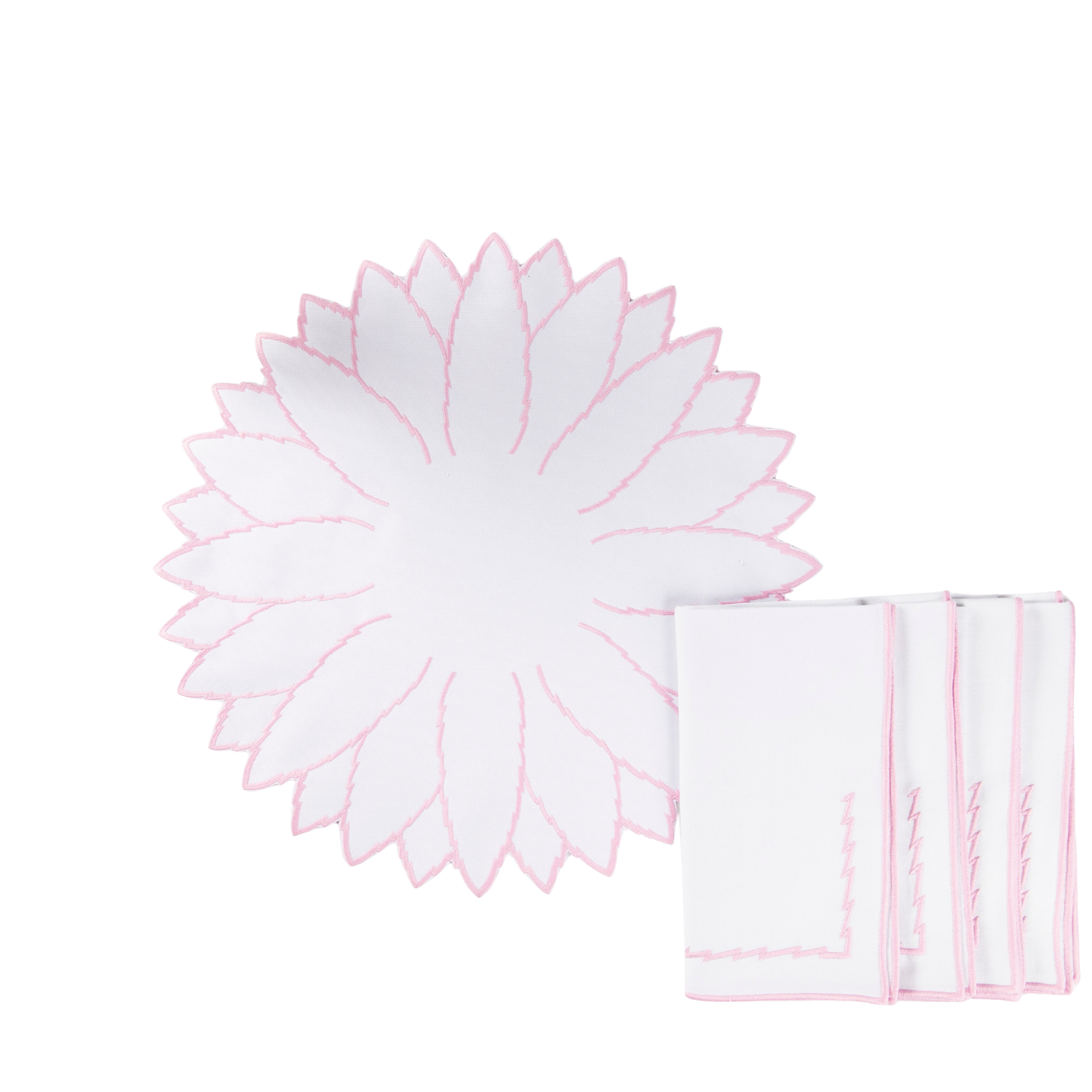 White & Pink Abacaxi Napkins - Set of Four