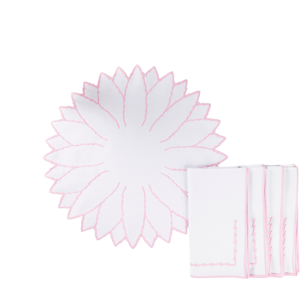 White & Pink Abacaxi Napkins - Set of Four