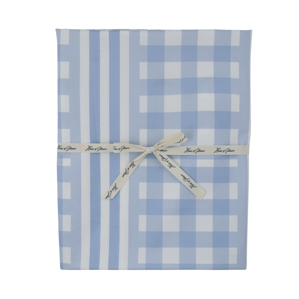Blue Gingham Print Cotton Tablecloth