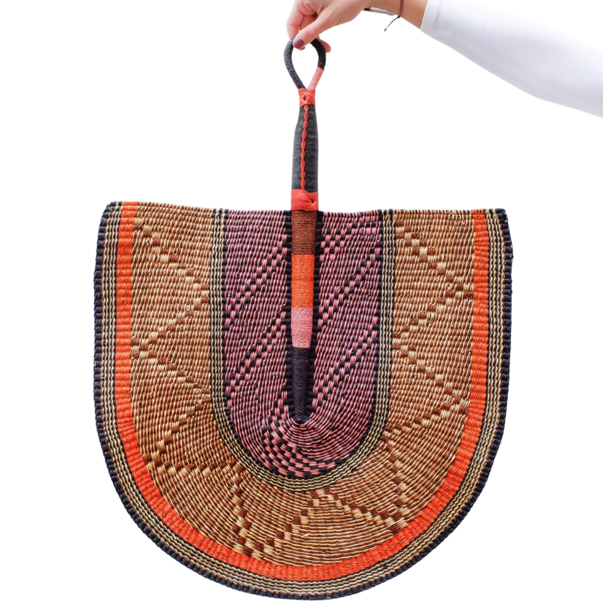 Unique Handwoven XL Bolga Fan from Ghana