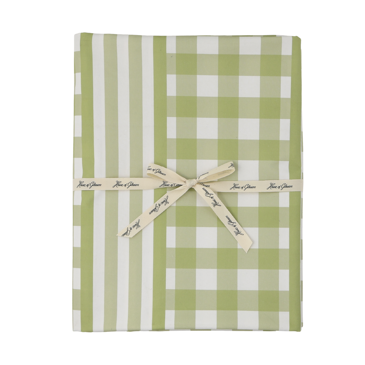 Green Gingham & Stripe Tablecloth