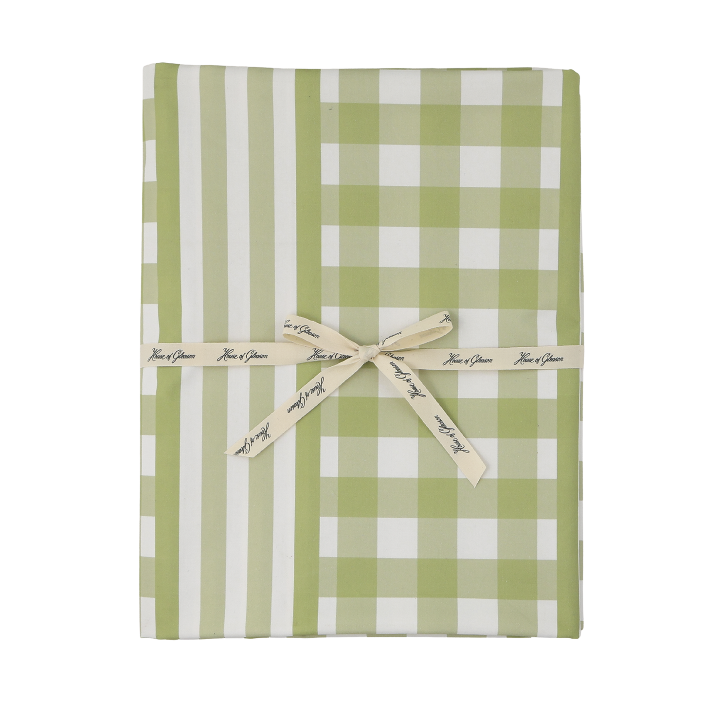 Green Gingham & Stripe Tablecloth
