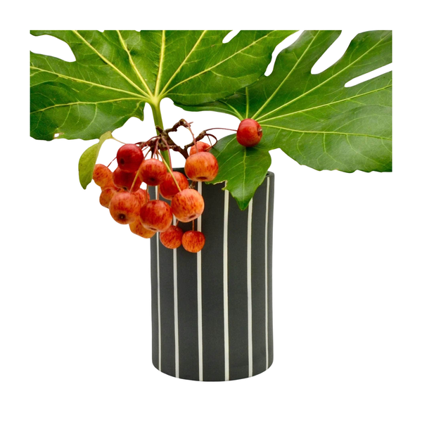 Wide Striped Vase Grey
