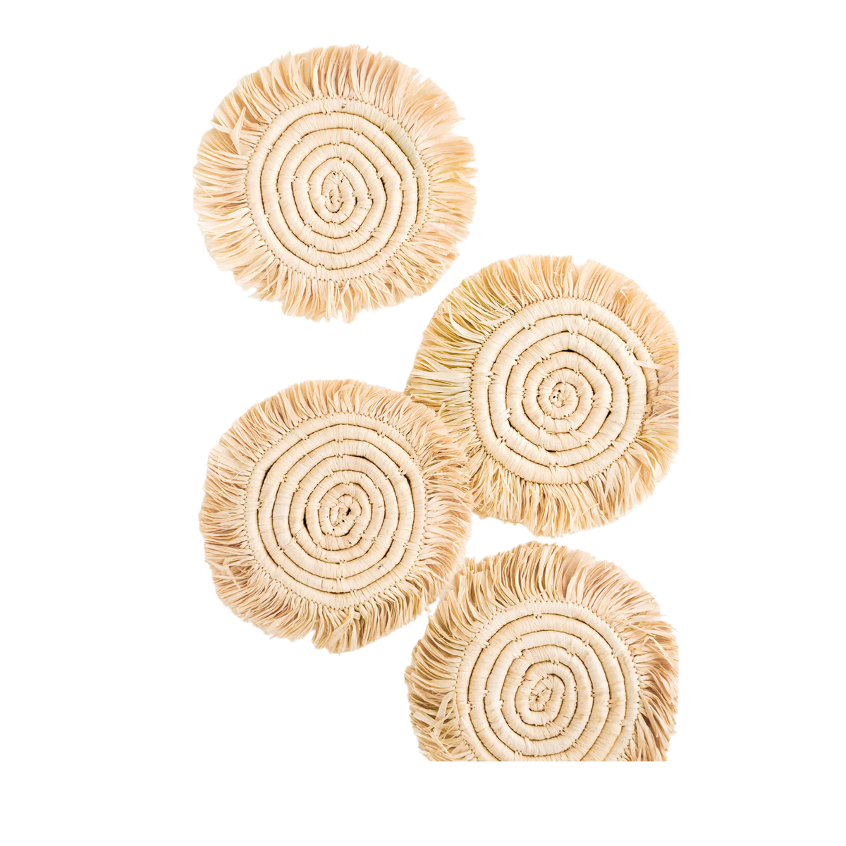 Fringed Raffia Coasters from Uganda