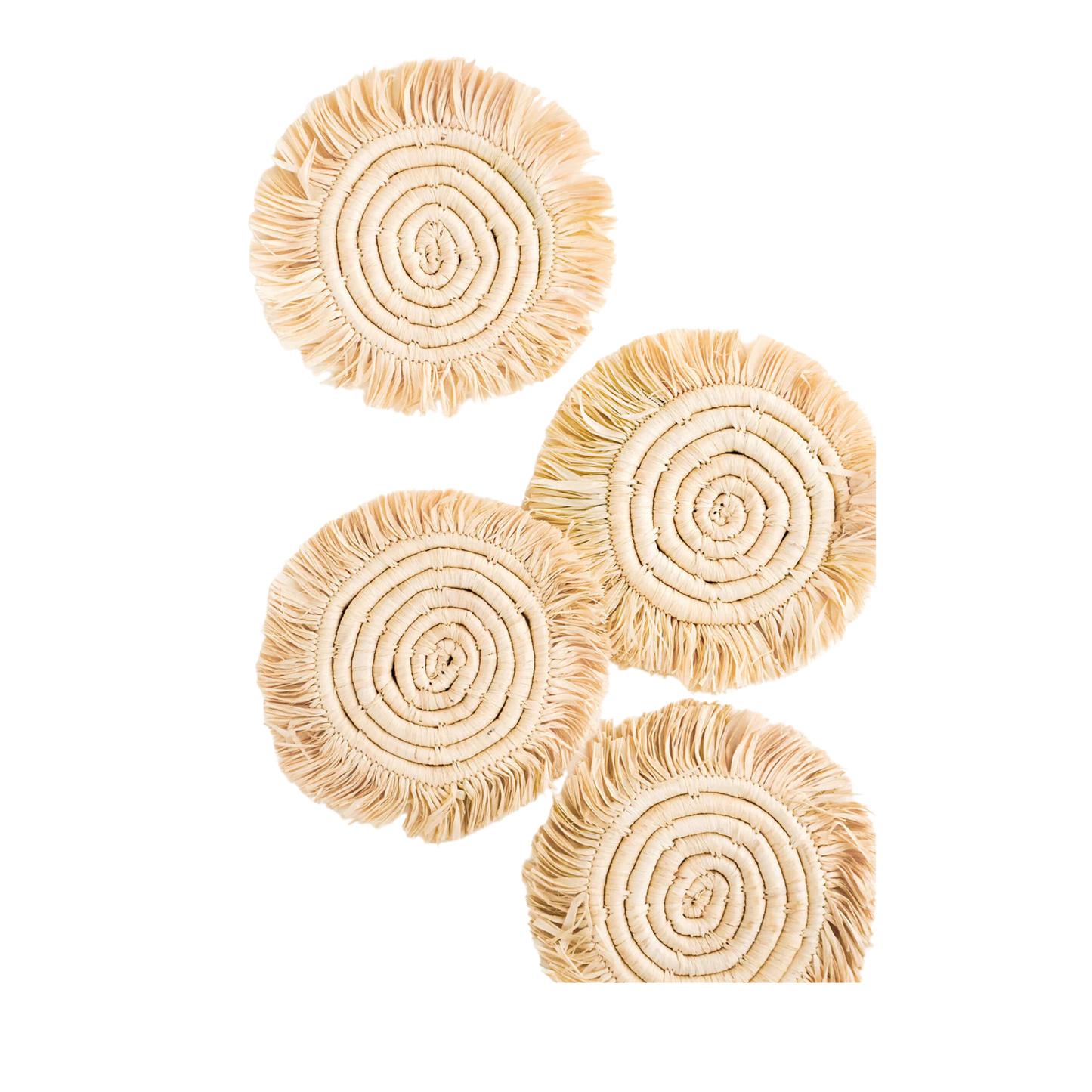 Fringed Raffia Coasters from Uganda