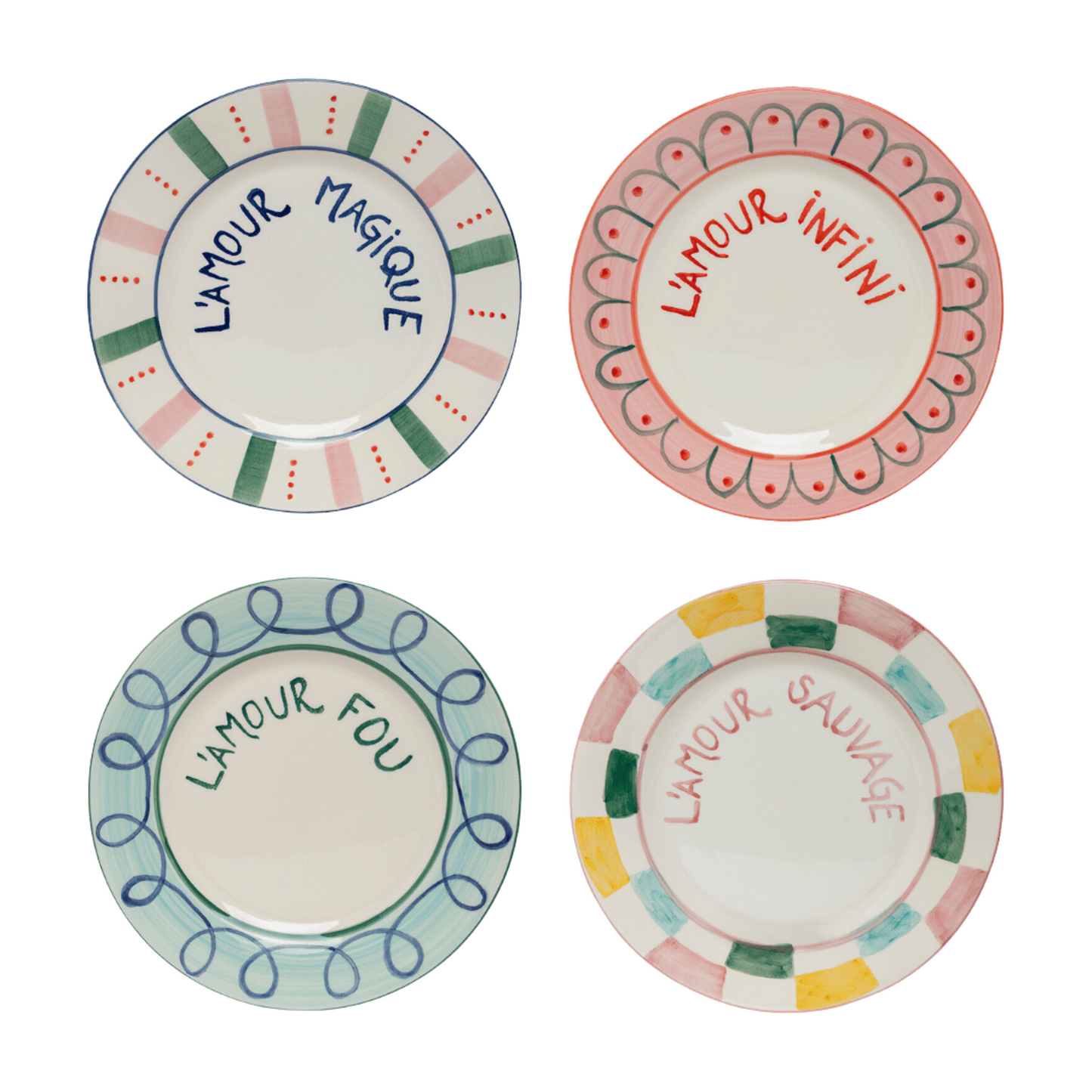 Set of 4 'L'Amour' Dessert Plates