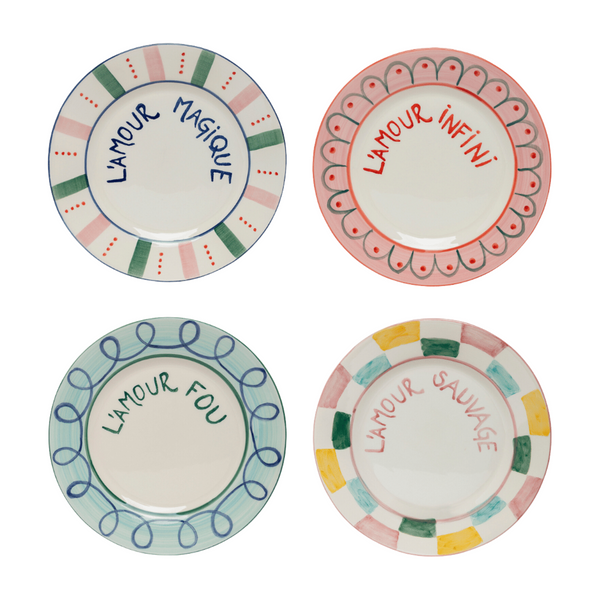Set of 4 'L'Amour' Dessert Plates