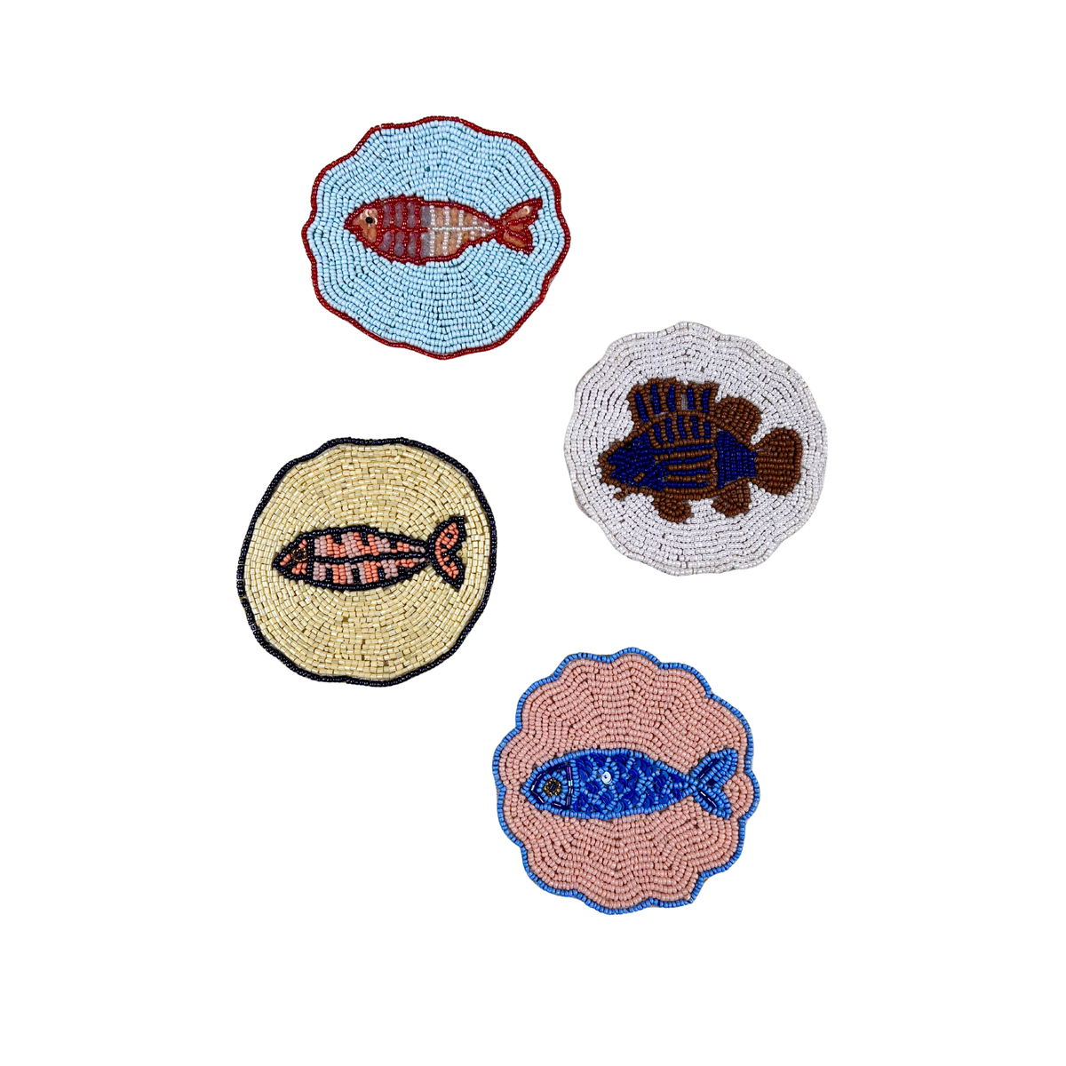 ’il Pesce’ Beaded Fish Coasters - Multicoloured (set of 4)