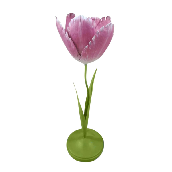 Dahlia Pink Petal Candleholder - Tole