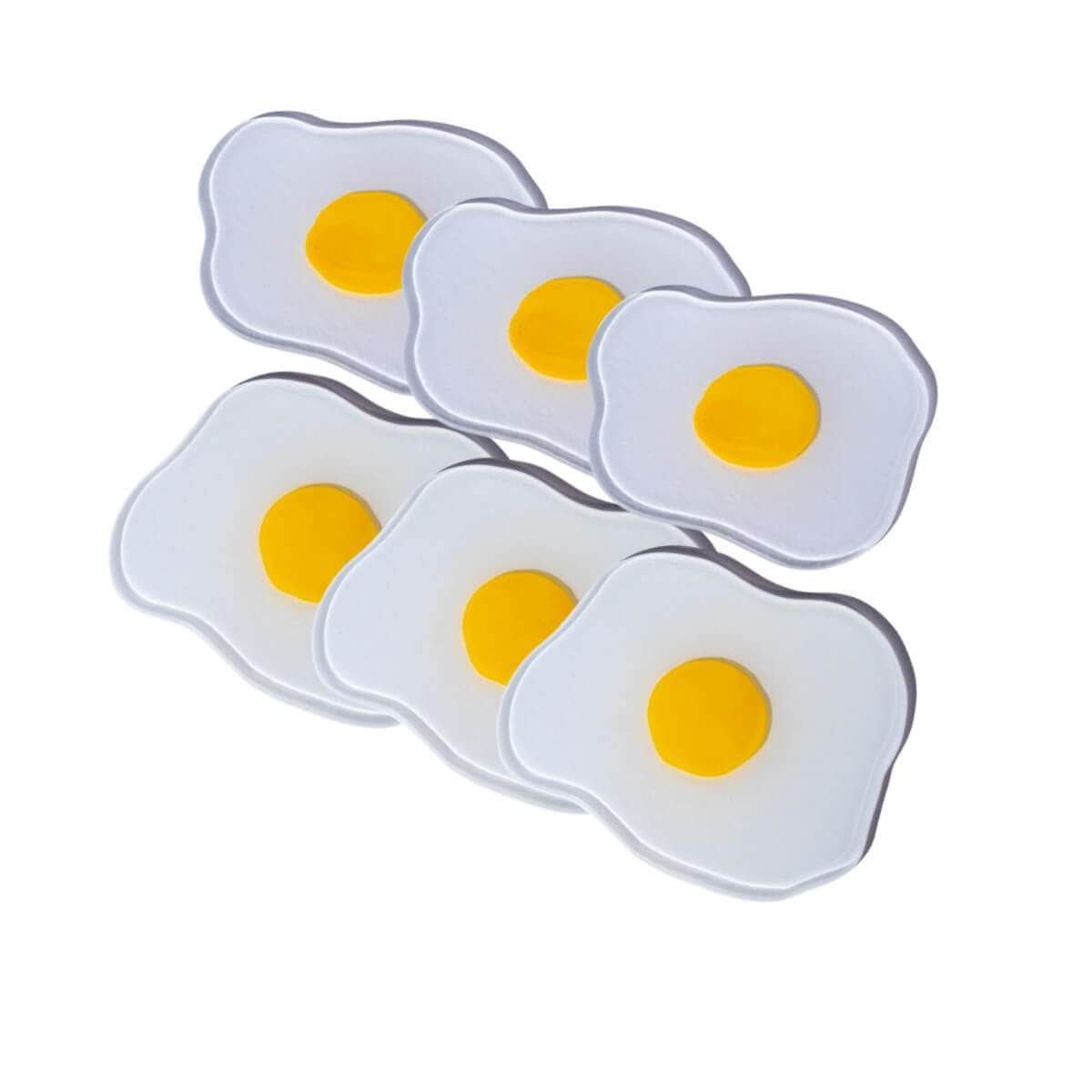 Squiggled Raw To Fried Egg Glass Coaster Set of Six