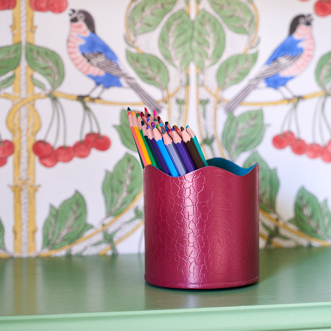 Toleware Pen Pot - Chilli and Teal
