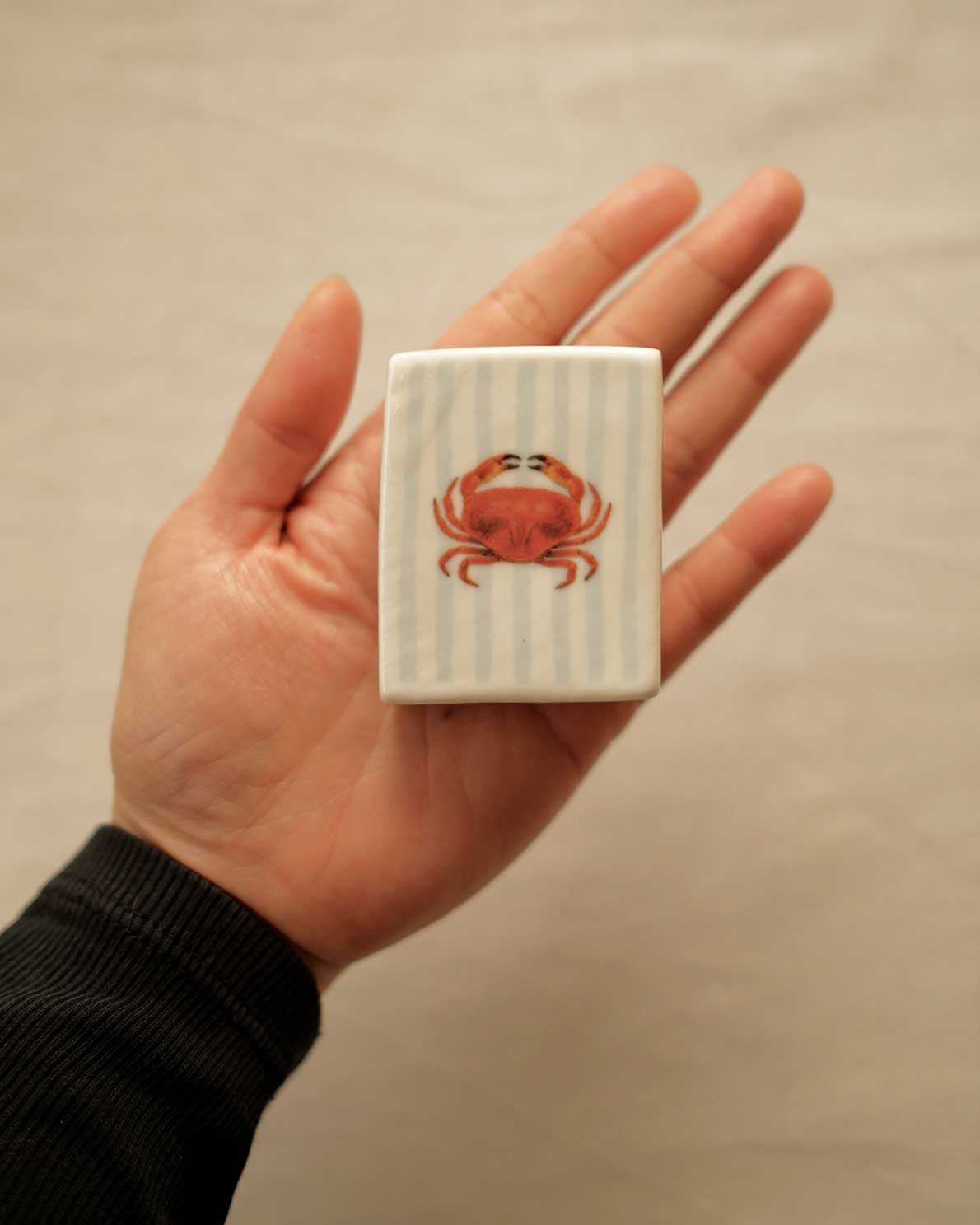 Mini Striped Crab’ Ceramic Matchbox_Old