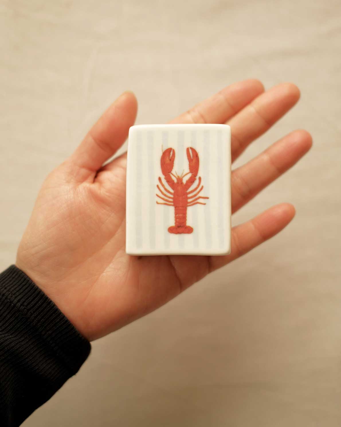 Mini Striped Lobster’ Ceramic Matchbox_Old