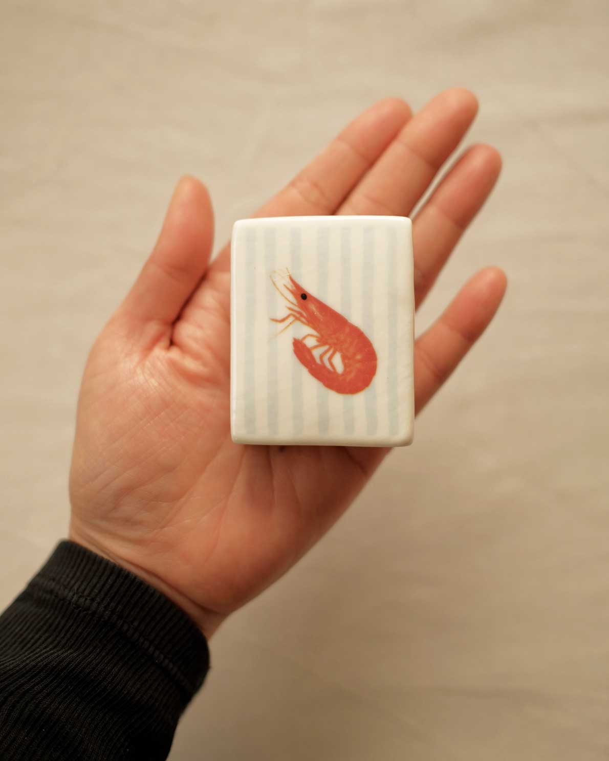Mini Striped Shrimp’ Ceramic Matchbox_Old