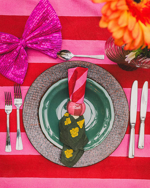 Stripes and Roses Napkin Set of 2