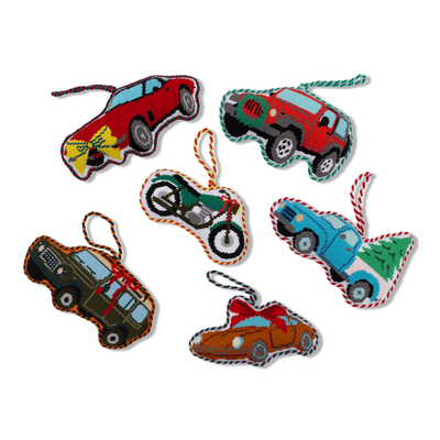 Needlepoint Icon Ornament - Blue Pickup - Furbish Studio