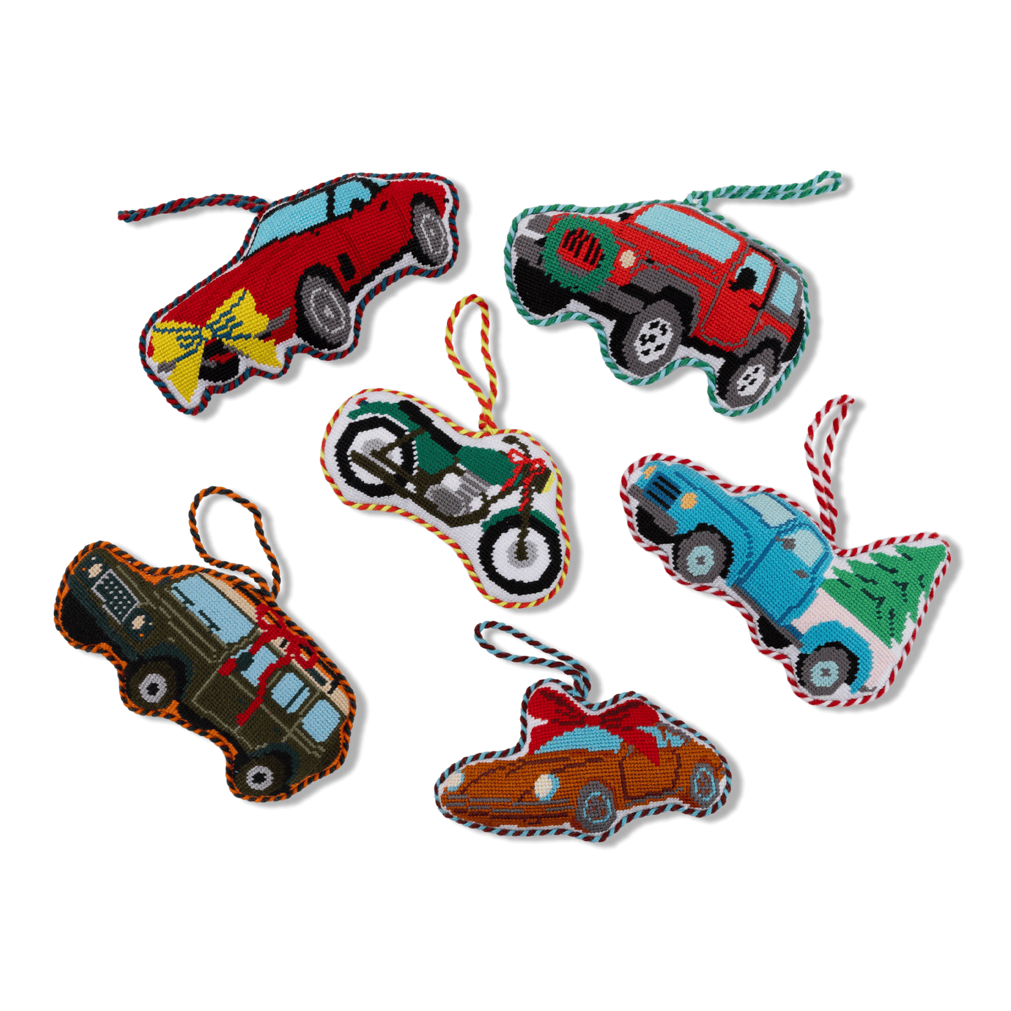 Needlepoint Icon Ornament - Blue Pickup - Furbish Studio