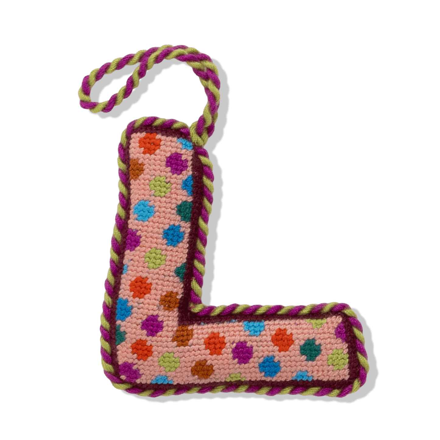 Needlepoint Monogram Ornament - L