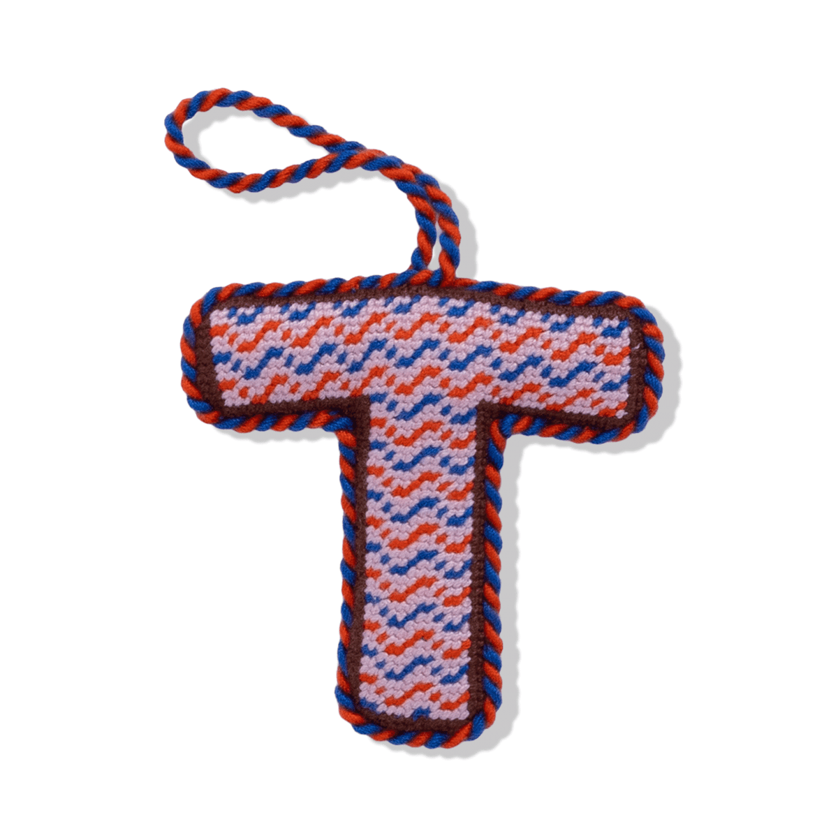 Needlepoint Monogram Ornament - T