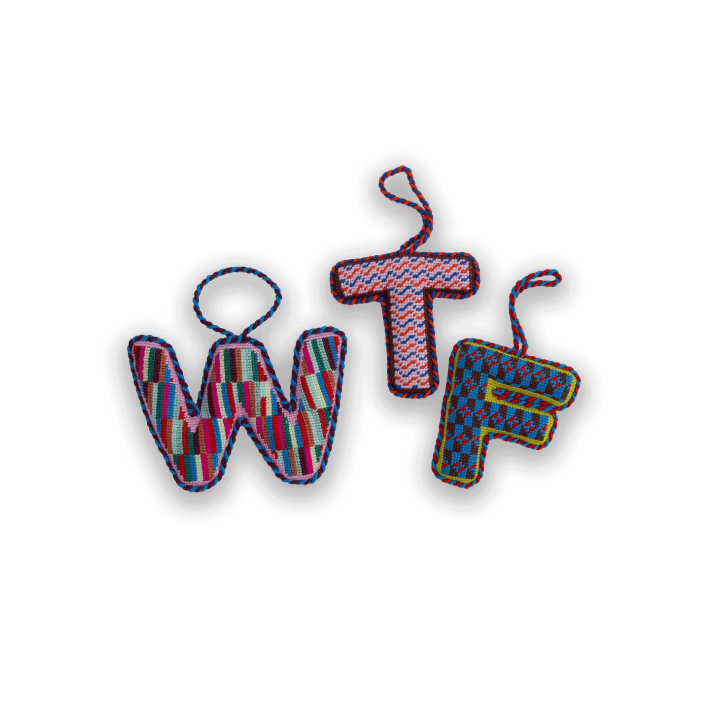 Needlepoint Monogram Ornament - F