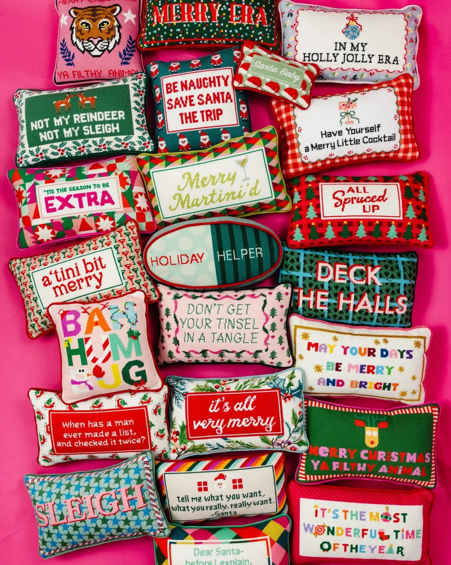 Holiday Helper Needlepoint Pillow - Furbish Studio