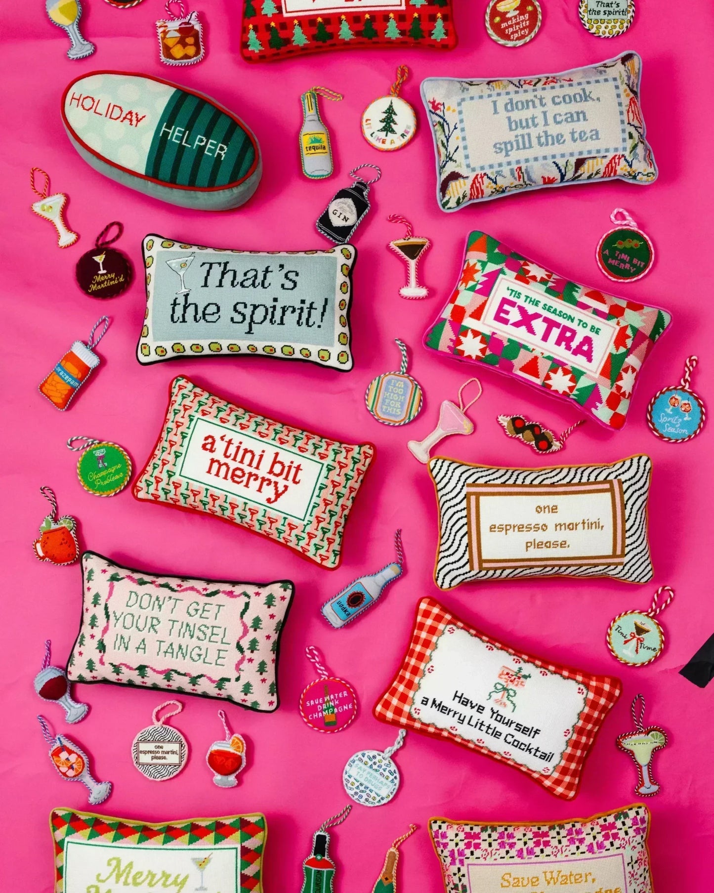A Tini Bit Merry Needlepoint Pillow