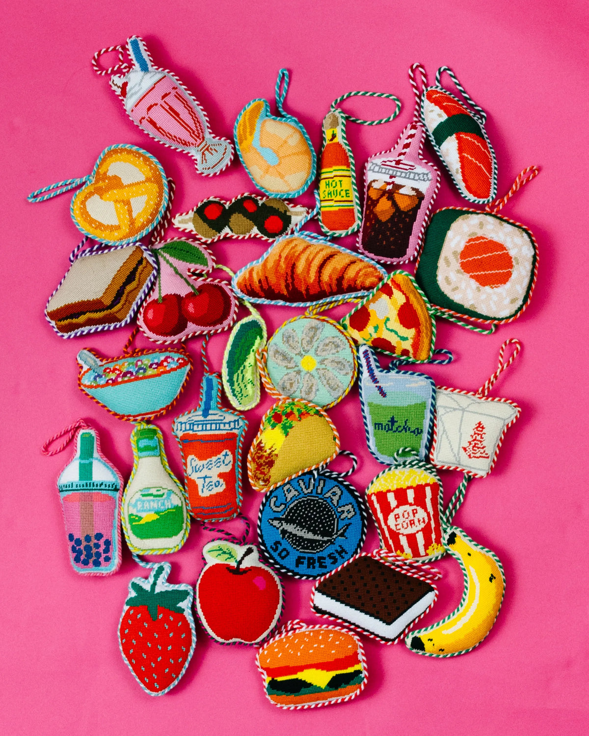Needlepoint Icon Ornament - Strawberry - Furbish Studio