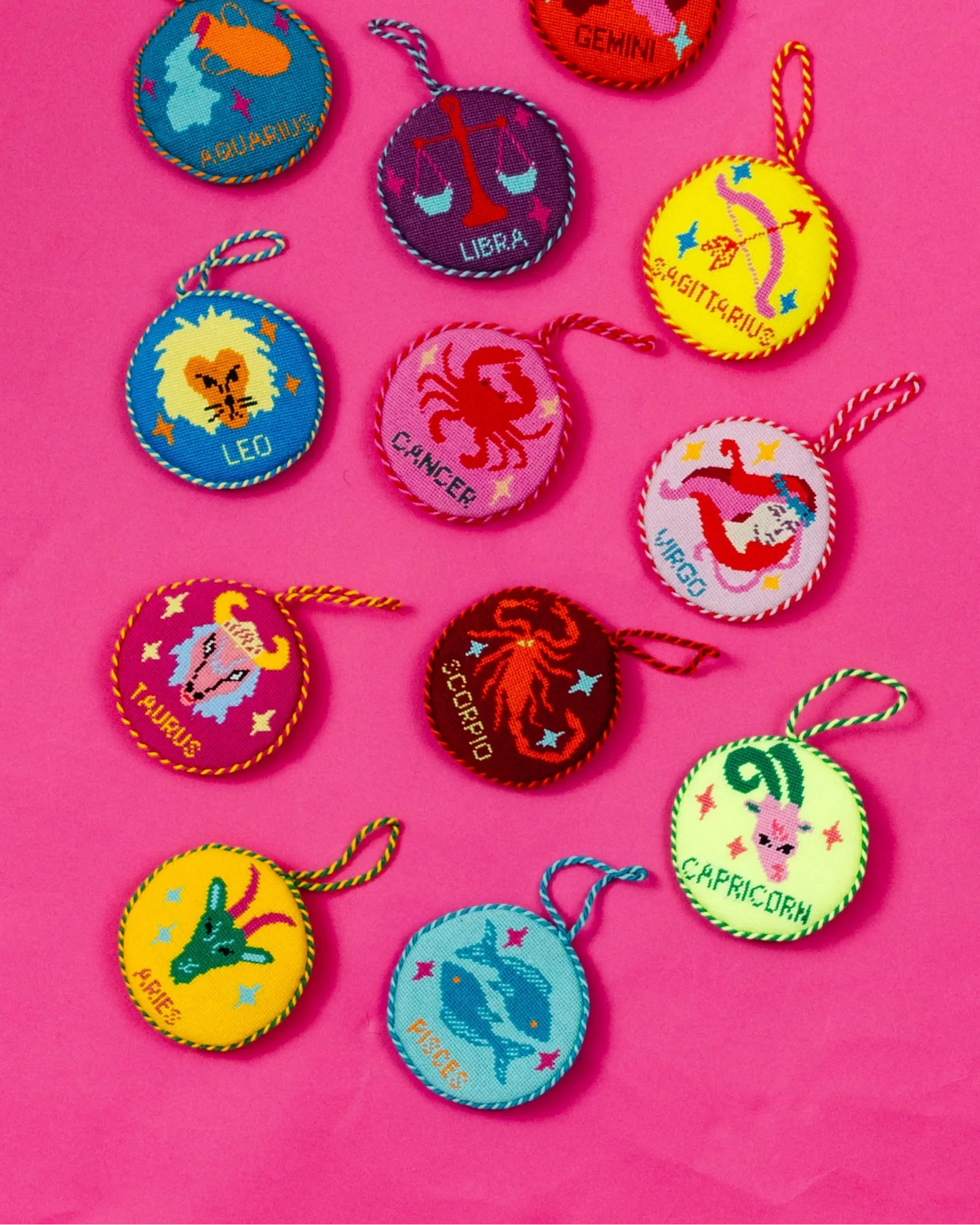 Needlepoint Zodiac Ornament - Pisces