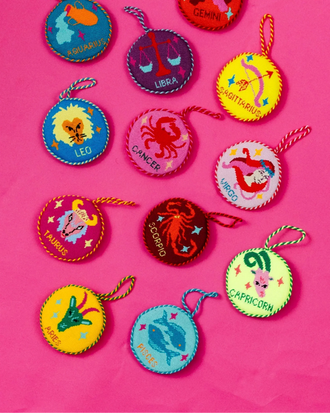 Needlepoint Zodiac Ornament - Pisces