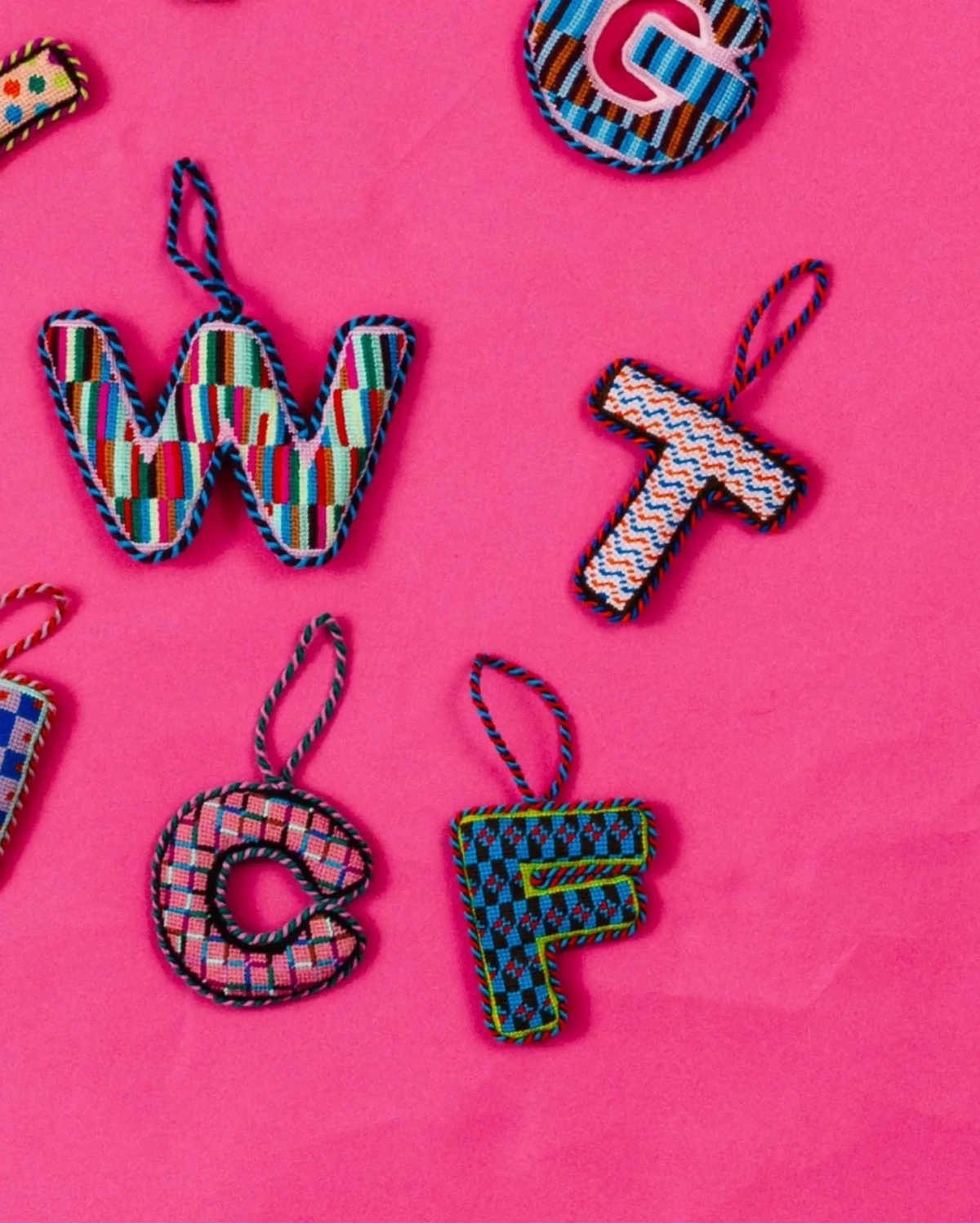 Needlepoint Monogram Ornament - F