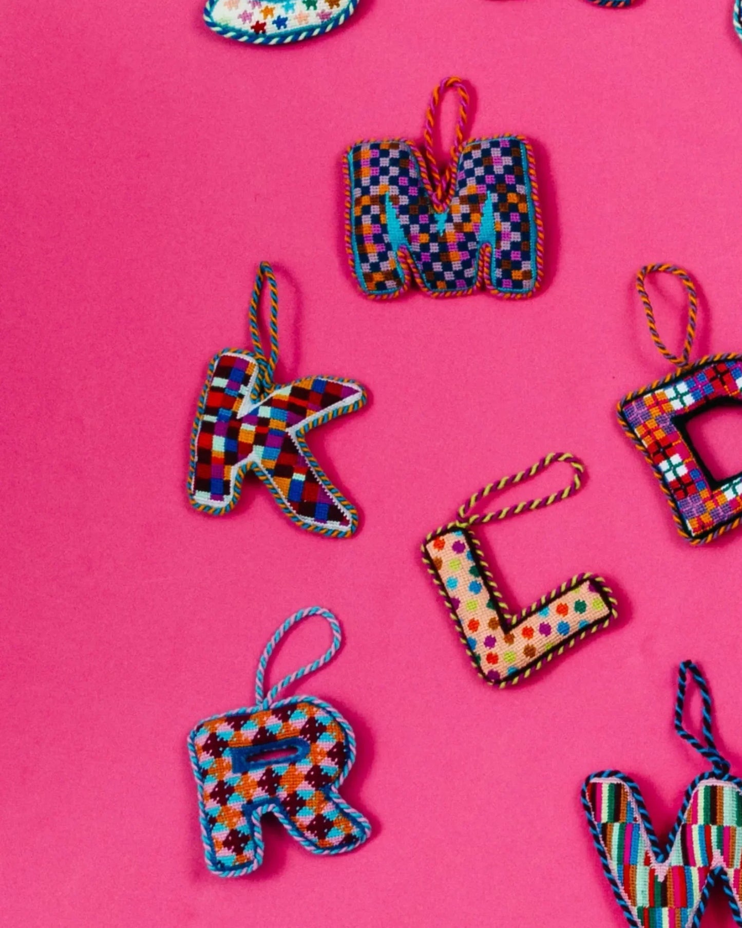 Needlepoint Monogram Ornament - K