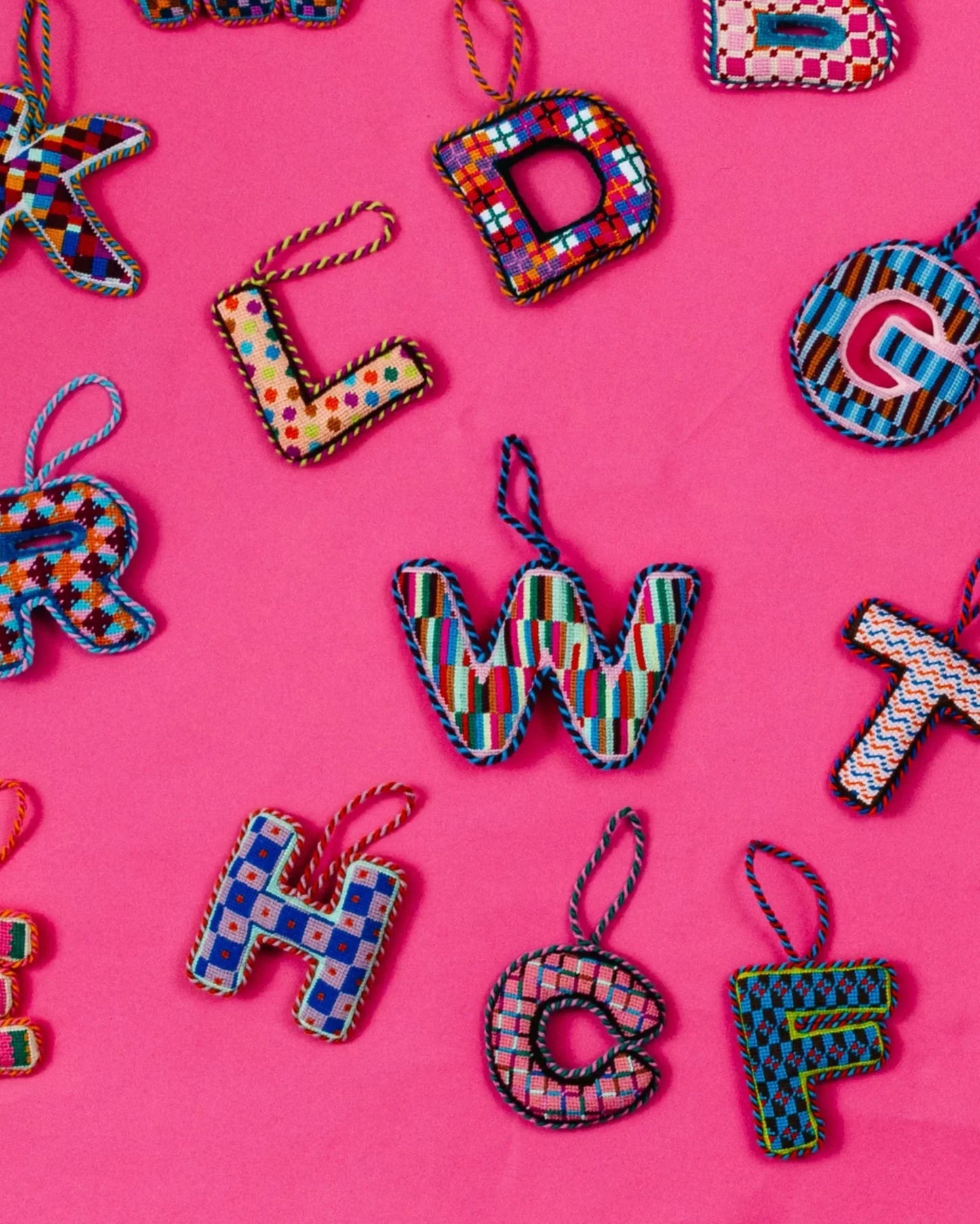Needlepoint Monogram Ornament - W