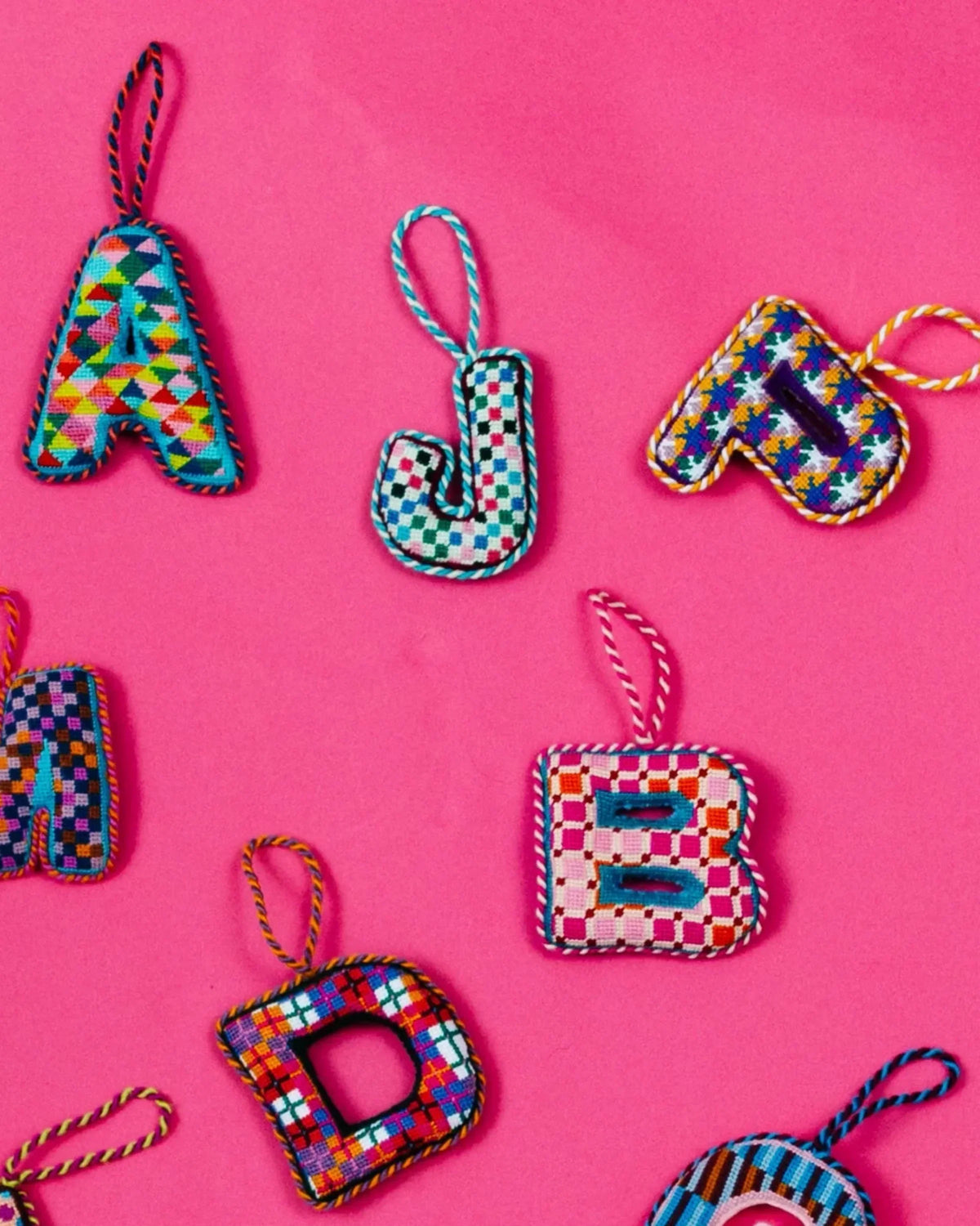 Needlepoint Monogram Ornament - J