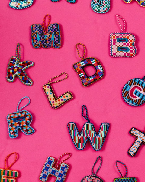 Needlepoint Monogram Ornament - L