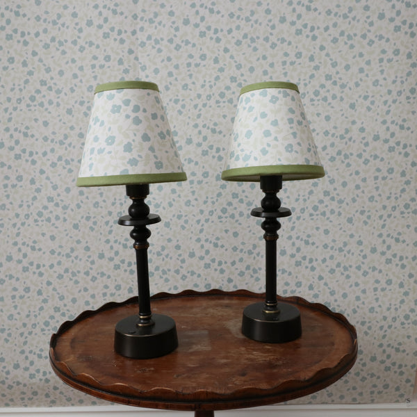 Lampshade - Small Clip-On Blossom Pale Sage With Green Trim