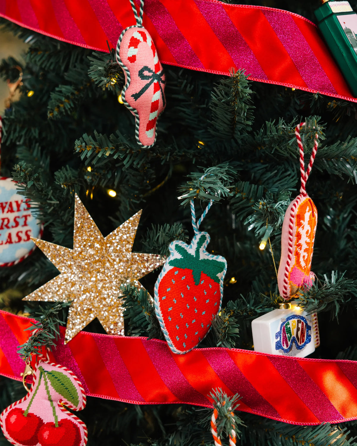 Needlepoint Icon Ornament - Candy Cane - Furbish Studio