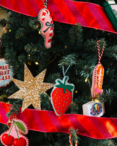 Needlepoint Icon Ornament - Candy Cane - Furbish Studio