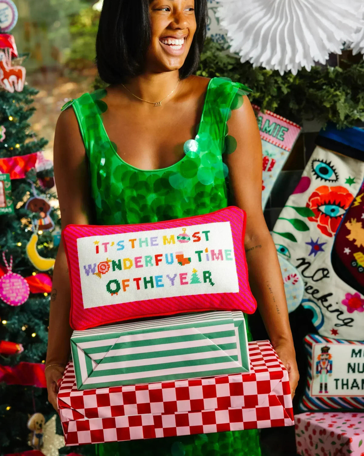Most Wonderful Time Needlepoint Pillow