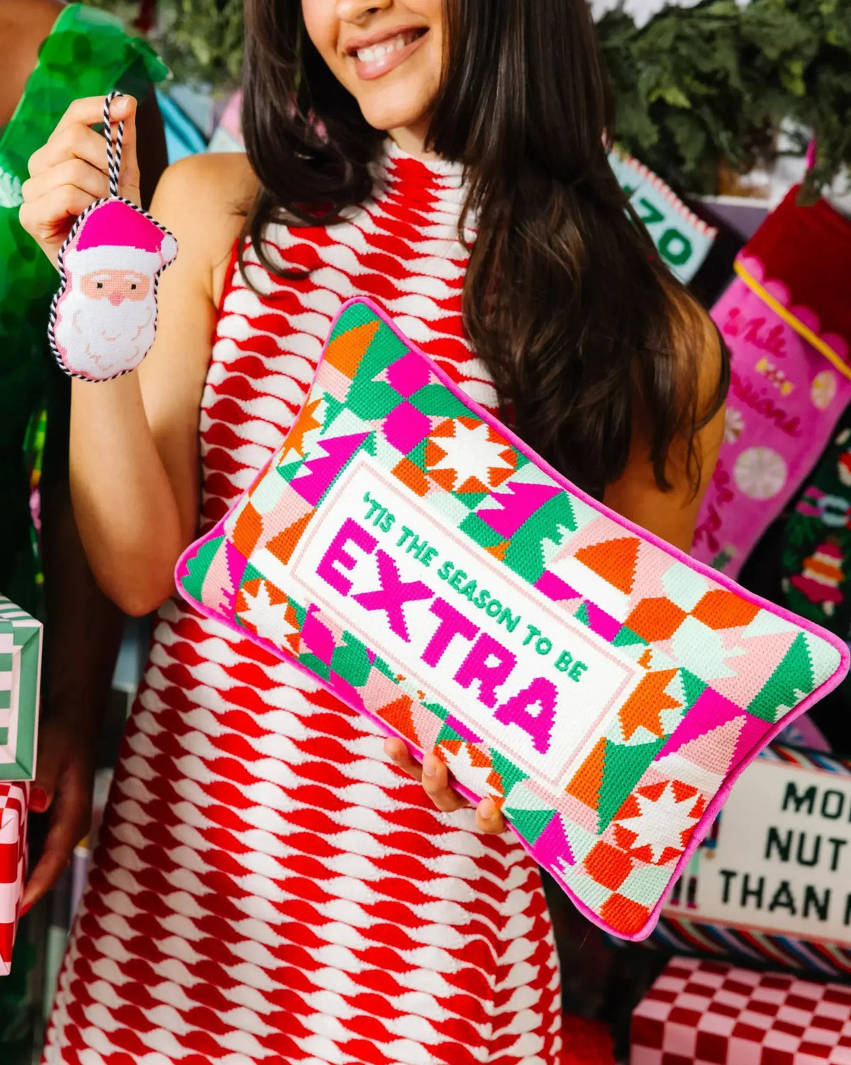 Tis the Extra Season Needlepoint Pillow