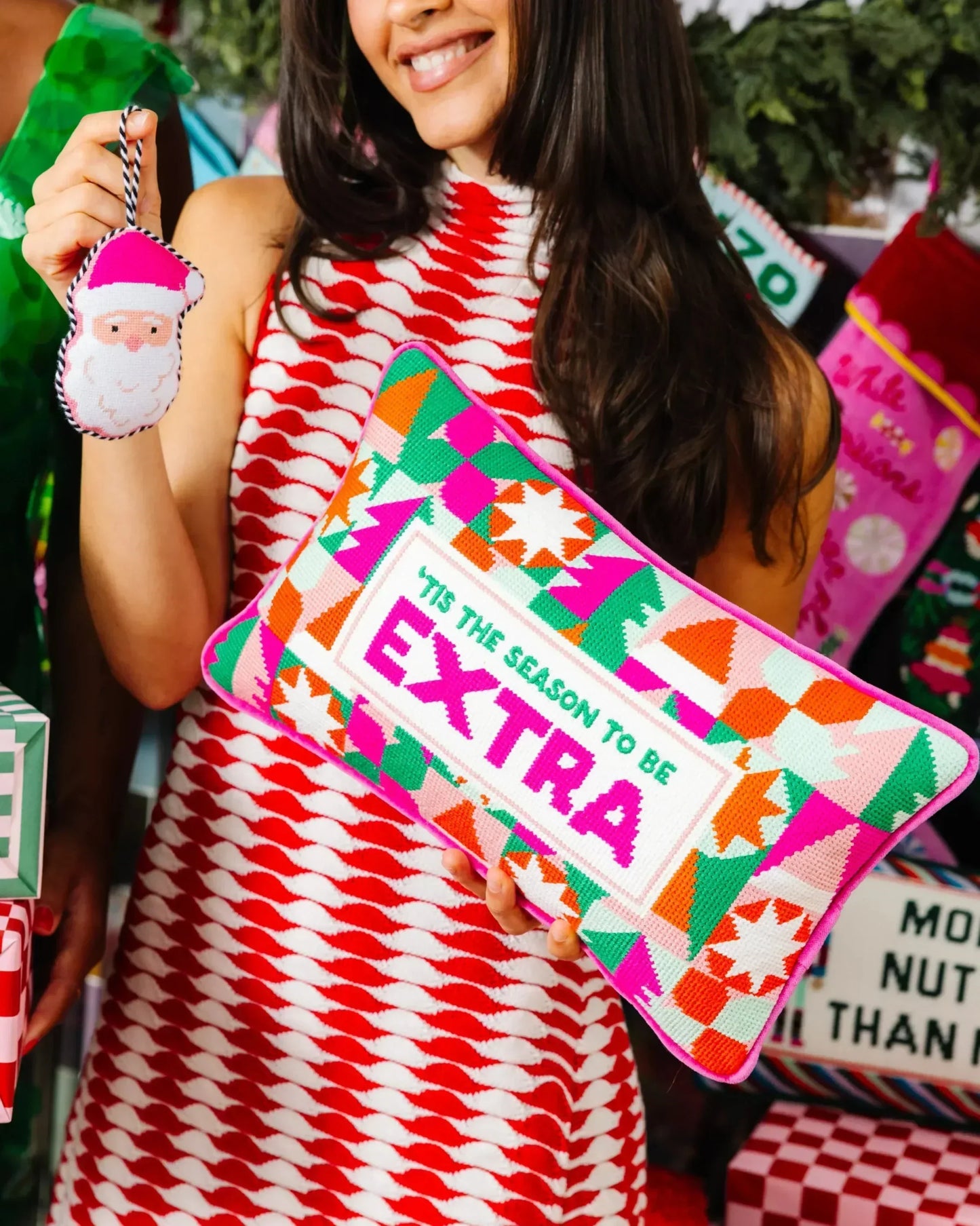 Tis the Extra Season Needlepoint Pillow