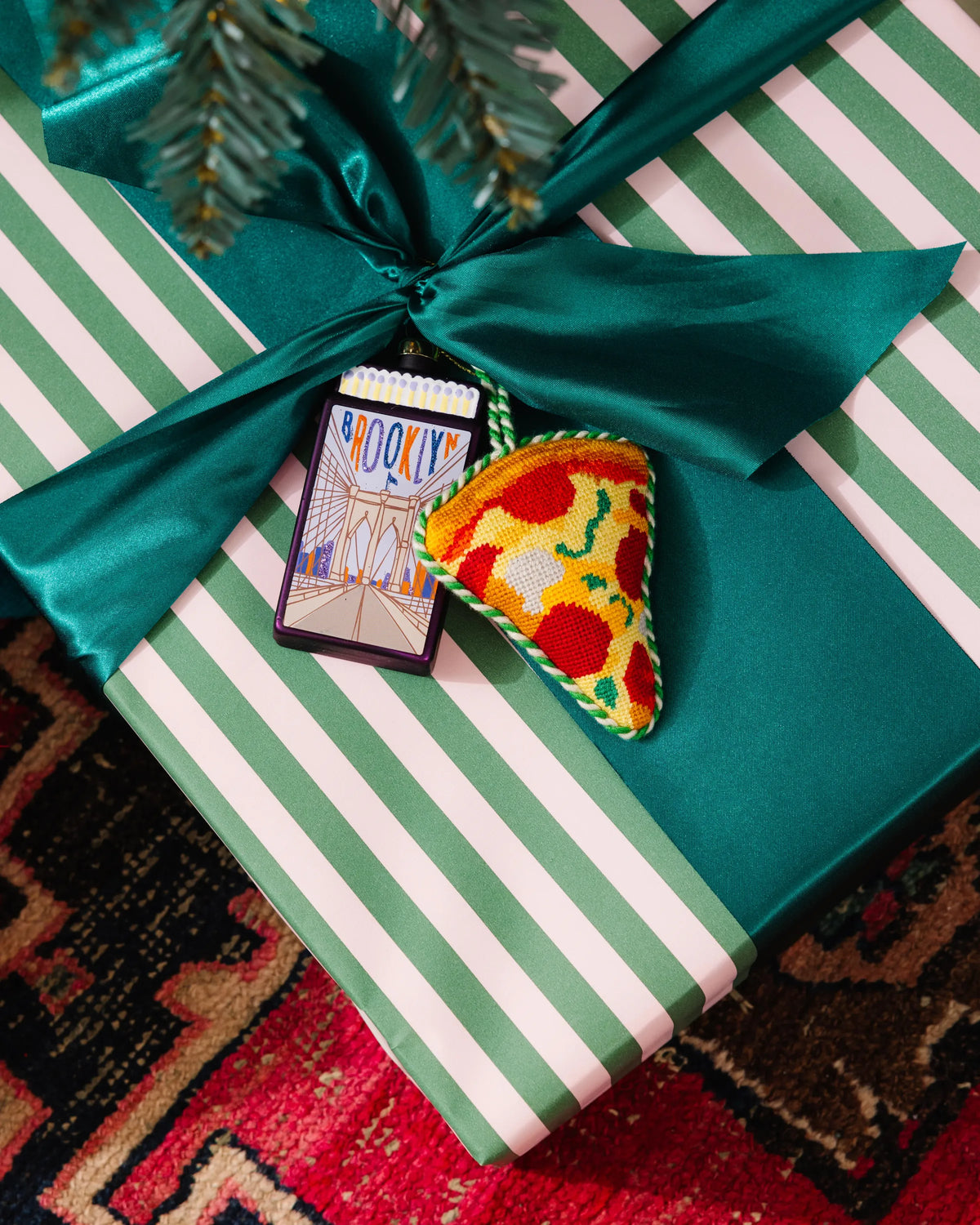 Needlepoint Icon Ornament - Pizza Slice - Furbish Studio