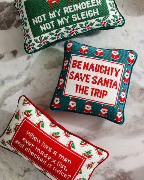 Be Naughty Needlepoint Pillow