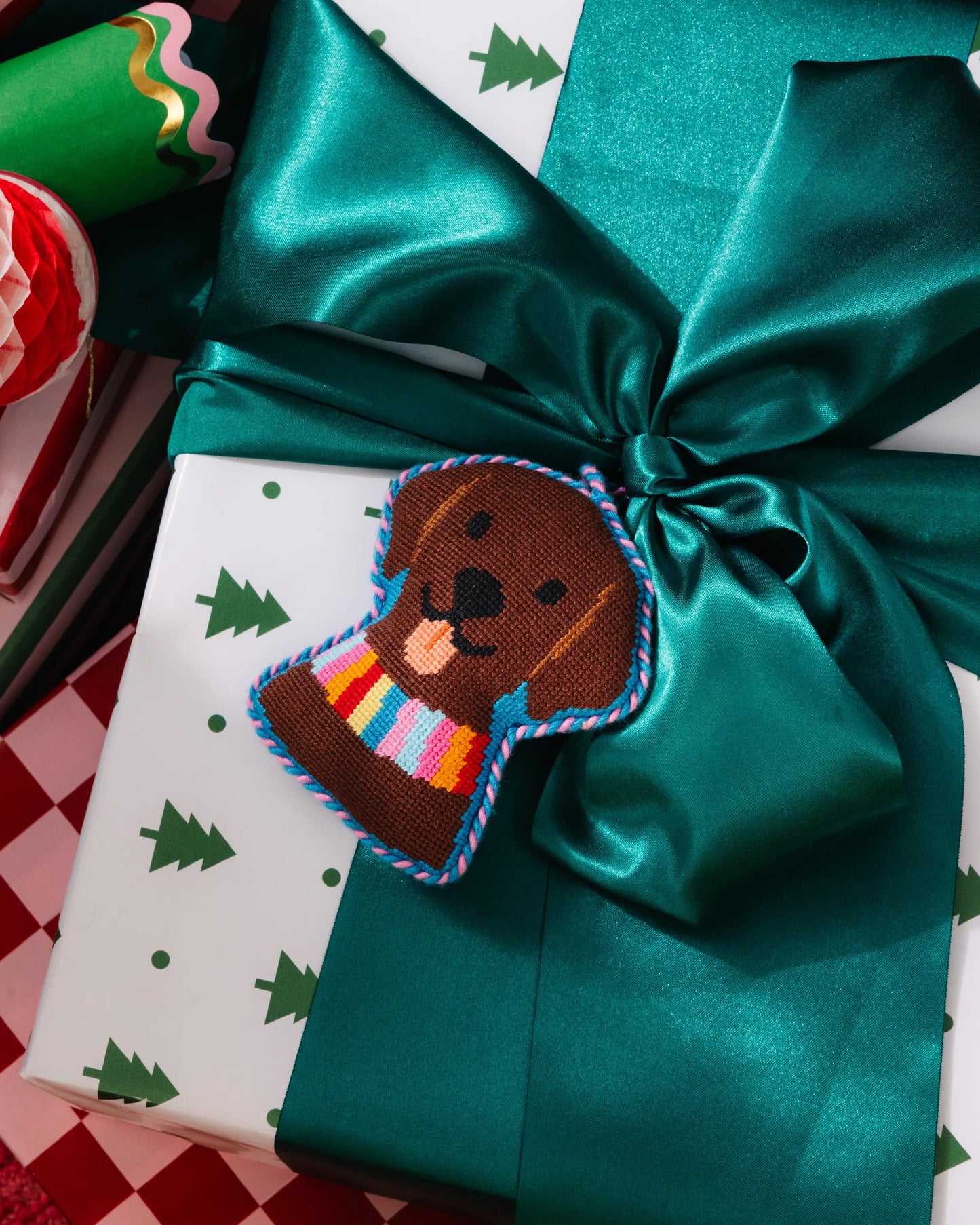Needlepoint Icon Ornament - Chocolate Lab - Furbish Studio